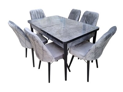Комплект стол раздвижной MDF2 серый + 6 стульев серых ID999MARKET_6766335 фото