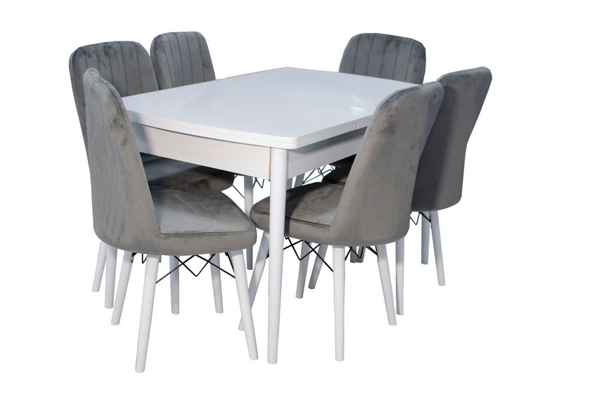 Комплект стол раздвижной MDF белый + 6 стульев Karegold soft 10 2173 фото