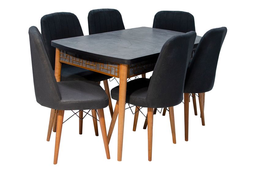 Комплект стол раздвижной MDF 5 + 6 стульев Karegold 16 2174 фото
