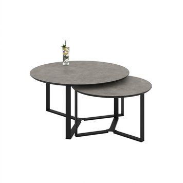 Комплект журнальных столиков Miami диам. 80 см &mdash; диам. 58 см  Retro Stone / Retro Stone 1607 фото