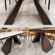 Set Masa extensibila Monza 90x180/220/260 bronze blat piatra sinterizata calacatta + 6 scaune Kandar bronze riviera 24 1516 фото 2