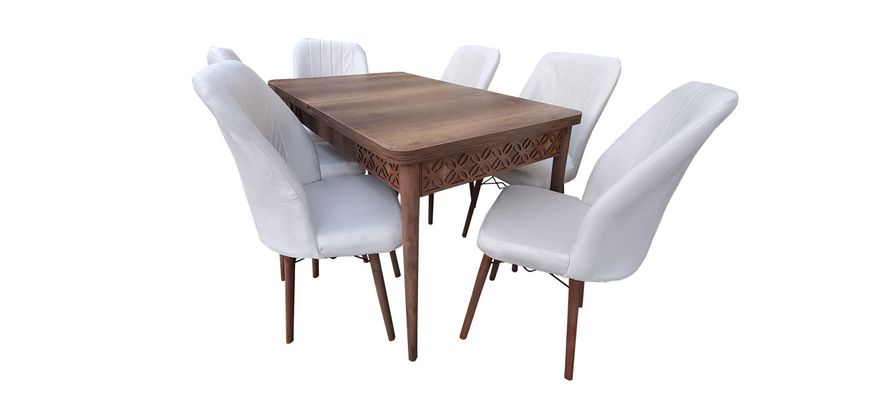Комплект Kum II стол barok+6 стульев Sandalye велюр крем ID999MARKET_6773608 фото