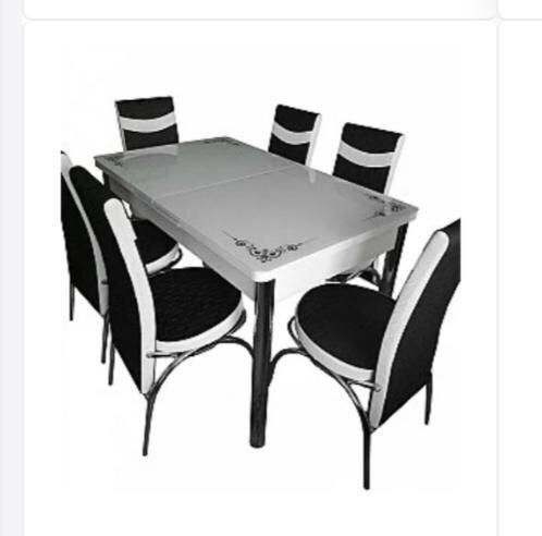 Комплект Келебек ɪɪ 317 + 6 стульев Merchan черные с белым ID999MARKET_6401473 фото