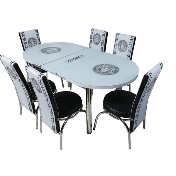 Комплект овальный 1237 + 6 стульев merchan белые с черным ID999MARKET_6247834 фото