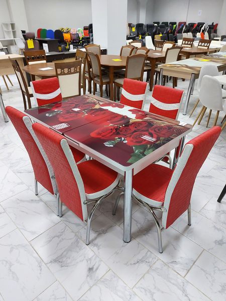Комплект Келебек ɪɪ 495 + 6 стульев merchan красные с белым ID999MARKET_6362620 фото
