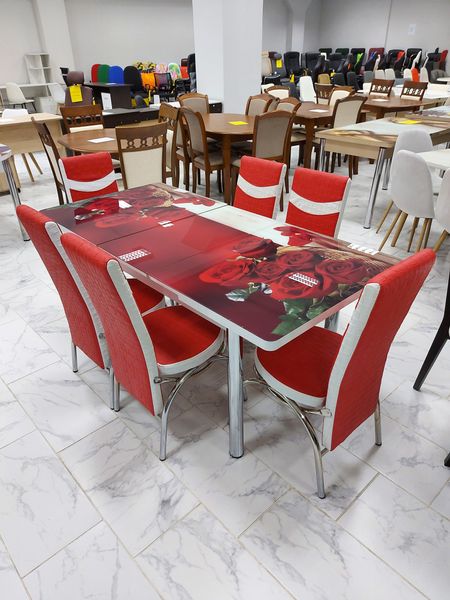 Комплект Келебек ɪɪ 495 + 6 стульев merchan красные с белым ID999MARKET_6362620 фото