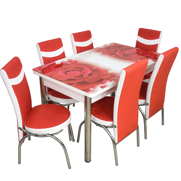 Комплект Келебек ɪɪ 242 + 6 стульев merchan красные ID999MARKET_6247870 фото
