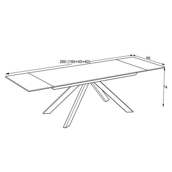 Раздвижной стол Ekin 90x180/220/260, столешница из спеченного камня графит 13780 фото