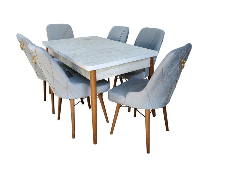 Комплект стол раздвижной MDF3 Kristal + 6 стульев ID999MARKET_6713620 фото