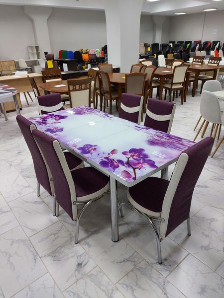 Комплект Келебек ɪɪ 901 + 6 стульев merchan фиолетовые с белым ID999MARKET_6365669 фото