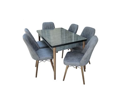 Комплект стол раздвижной MDF1 серый + 6 стульев ID999MARKET_6689200 фото