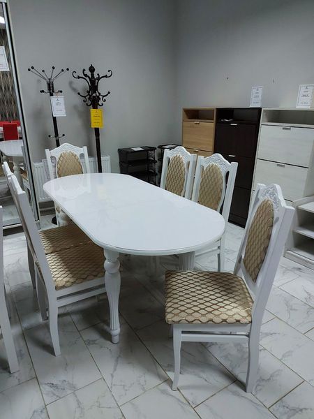 Комплект раздвижной стол DT A14 белый + 6 стульев Senator alb Shalimar 2B ID999MARKET_6409742 фото