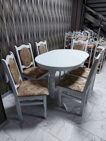 Комплект раздвижной стол Aurora 2 белый+ 6 стульев Konsul alb veneziano 02 ID999MARKET_6412432 фото