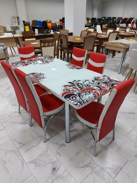 Комплект Келебек ɪɪ 2151 + 6 стульев merchan красные с белым ID999MARKET_6366749 фото
