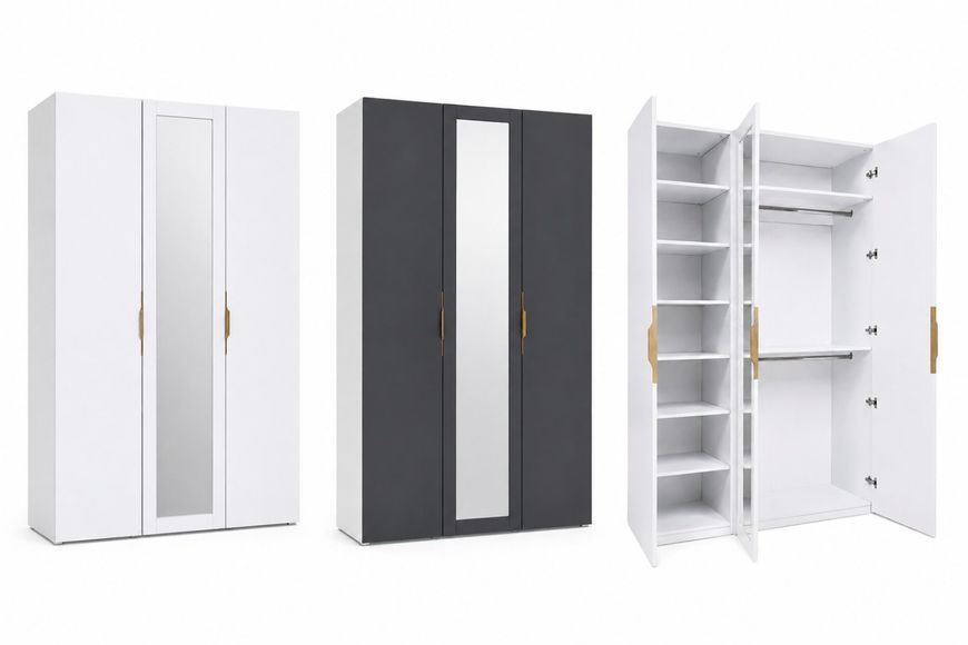 Dulap Flex 1500x2380x560 grafit cu usa oglinda pe mijloc 65042 фото