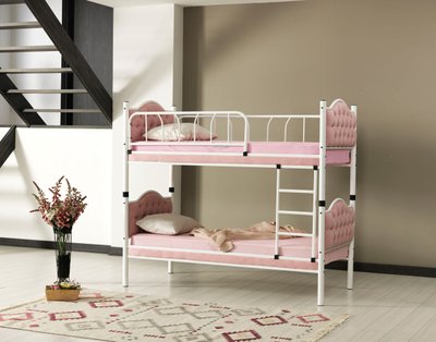 Кровать 2х-уровневая МЕЛИС 0,9х2,0 розовая 2158 фото
