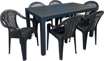Set masa Rattan 80x140 cafenie + 6 scaune CT 010R cafenii 07152 фото
