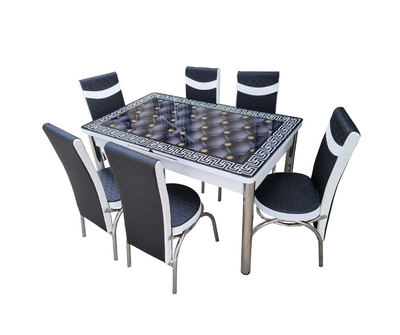 Комплект Kelebek ɪɪ 611 + 6 стульев merchan черных с белым 0102 фото