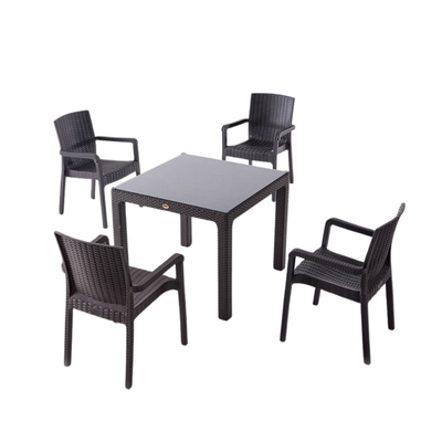 Комплект стол Rattan 90x90 коричневый  + 4 стула Vector коричневых 86872 фото
